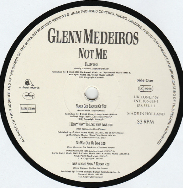Glenn Medeiros - Not Me | Mercury (836 333.1) - 3