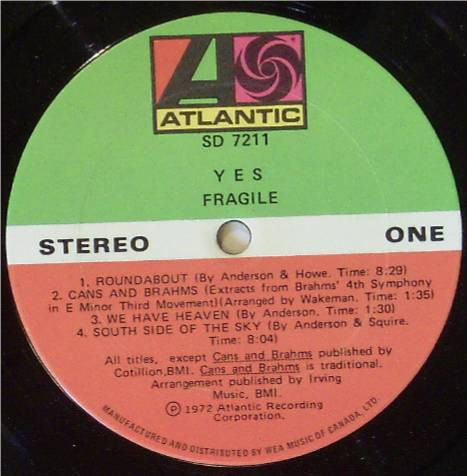 Yes - Fragile [Vinyl] | Atlantic (SD 7211) - 4