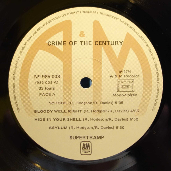 Supertramp - Crime Of The Century | A&M Records (A&M 985008) - 3