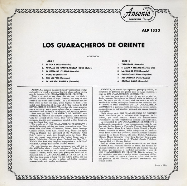 Los Guaracheros De Oriente - Los Guaracheros De Oriente | Ansonia (ALP 1333) - 2