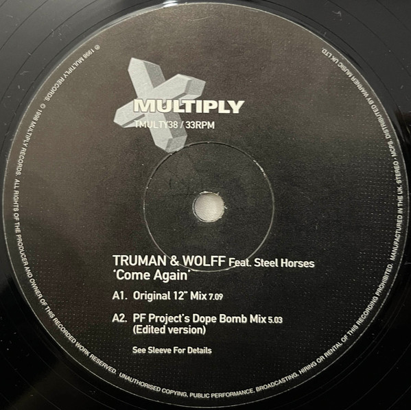 Truman & Wolff - Come Again | Multiply Records (TMULTY38) - 3
