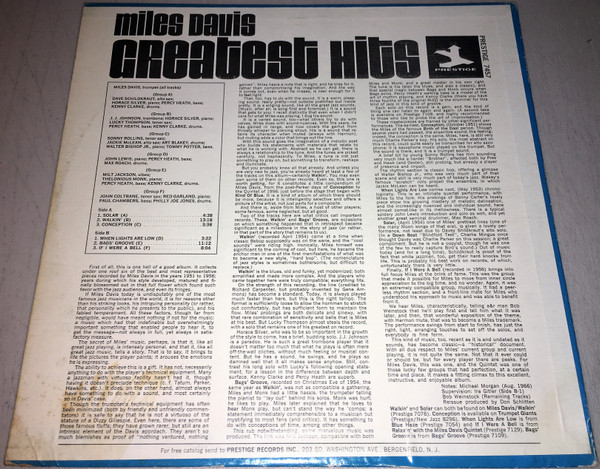 Miles Davis - Greatest Hits | Prestige (PR 7457) - 2