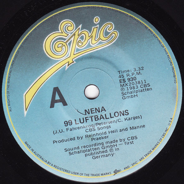 Nena - 99 Luftballons | Epic (ES 930) - main