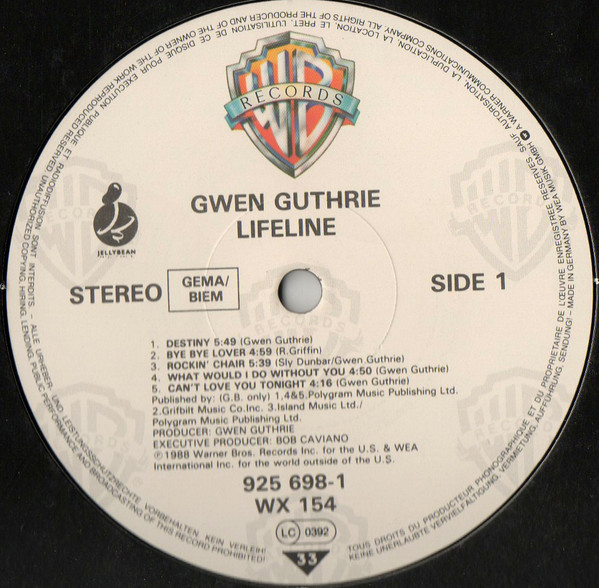 Gwen Guthrie - Lifeline | Warner Bros. Records (925 698-1) - 3