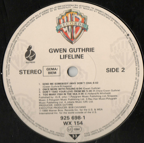 Gwen Guthrie - Lifeline | Warner Bros. Records (925 698-1) - 4