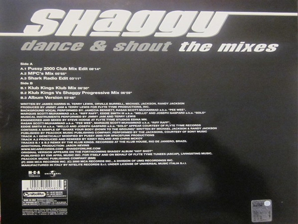 Shaggy - Dance & Shout (The Mixes) | Nitelite Records (NL 18-00)