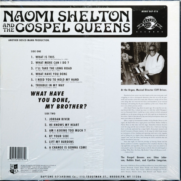 Naomi Shelton And The Gospel Queens - What Have You Done, My Brother? | Daptone Records (DAP-016) - 2