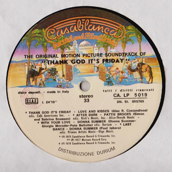 Various - Thank God It’s Friday (The Original Motion Picture Soundtrack) | Casablanca (CA. LP 5019) - 2