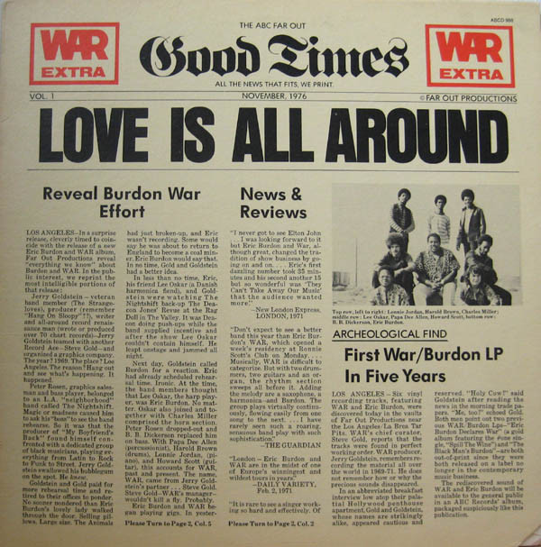 War Featuring Eric Burdon - Love Is All Around | ABC Records (AB-988)