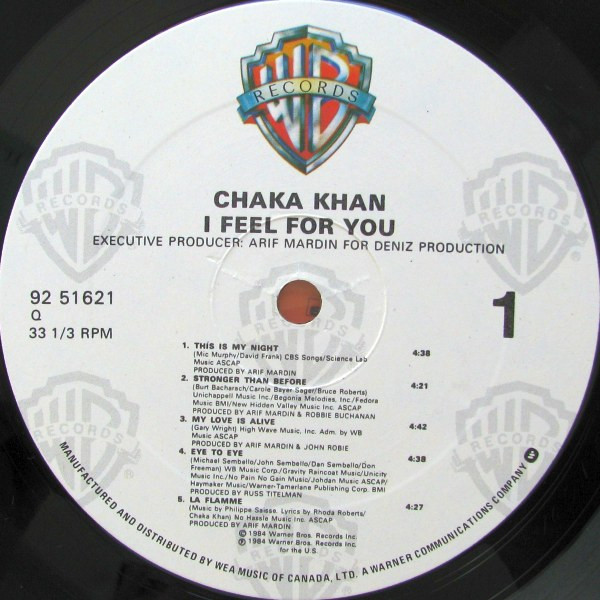 Chaka Khan - I Feel For You | Warner Bros. Records (92 51621) - 3
