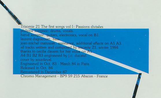 Trisomie 21 - The First Songs Vol. I - Passions Divisees | LD Records (LD 8813) - 3