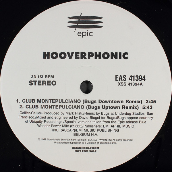 Hooverphonic - Club Montepulciano | Epic (EAS 41394) - main Hooverphonic - Club Montepulciano | Epic (EAS 41394) - main