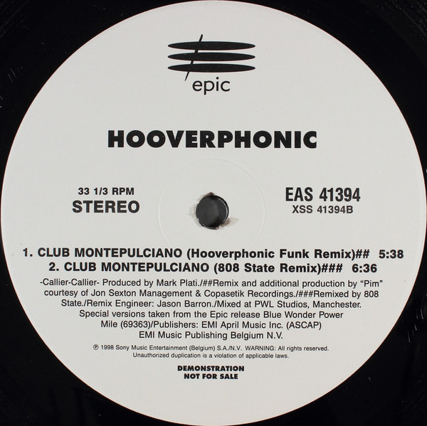 Hooverphonic - Club Montepulciano | Epic (EAS 41394) - 2 Hooverphonic - Club Montepulciano | Epic (EAS 41394) - 2