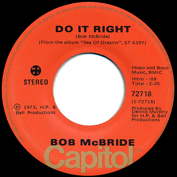 Bob McBride - Do It Right / Tears Of The Sky | Capitol Records (72718) - main