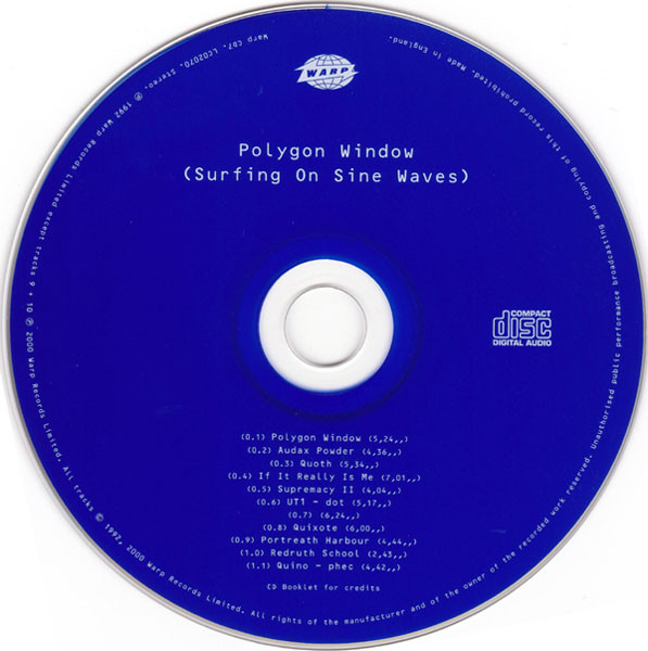 Polygon Window - Surfing On Sine Waves | Warp Records (WARP CD7) - 3