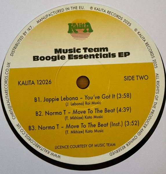 Various - Music Team Boogie Essentials EP | Kalita Records (KALITA 12026) - 4