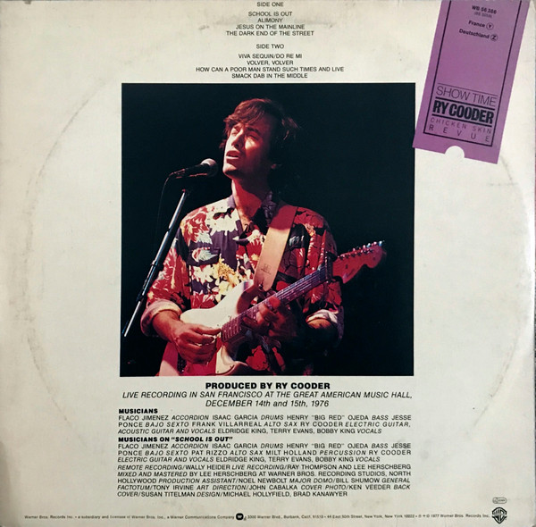 Ry Cooder - Show Time | Warner Bros. Records (WB 56 386) - 2