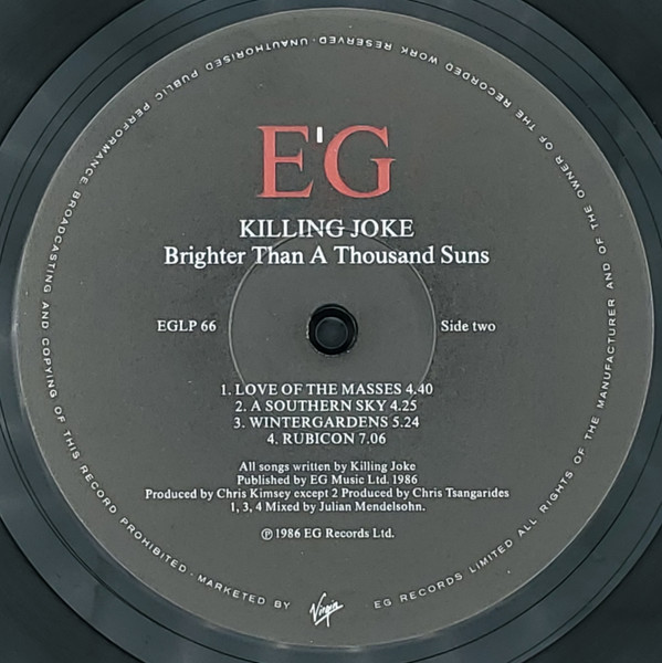 Killing Joke - Brighter Than A Thousand Suns | EG (EGLP 66) - 6