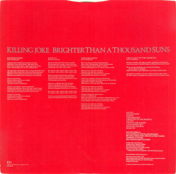 Killing Joke - Brighter Than A Thousand Suns | EG (EGLP 66) - 7