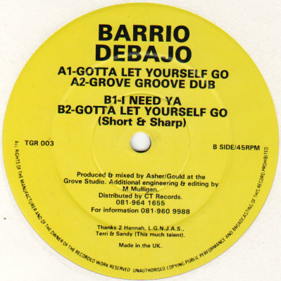 Barrio Debajo - Gotta Let Yourself Go | Grove Records (TGR 003) - main