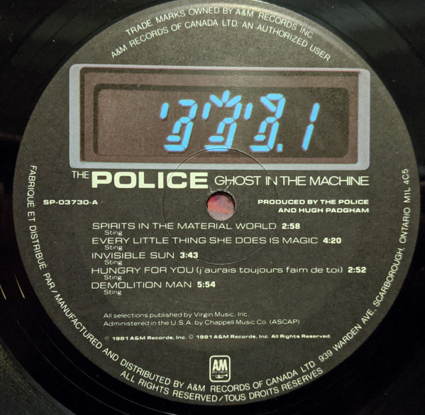 The Police - Ghost In The Machine | A&M Records (SP-3730) - 3 The Police - Ghost In The Machine | A&M Records (SP-3730) - 3