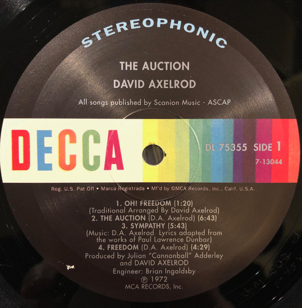 David Axelrod - The Auction | Decca (DL 75355) - 2