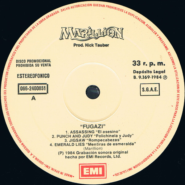 Marillion - Fugazi | EMI (066 24 0085 1) - 4