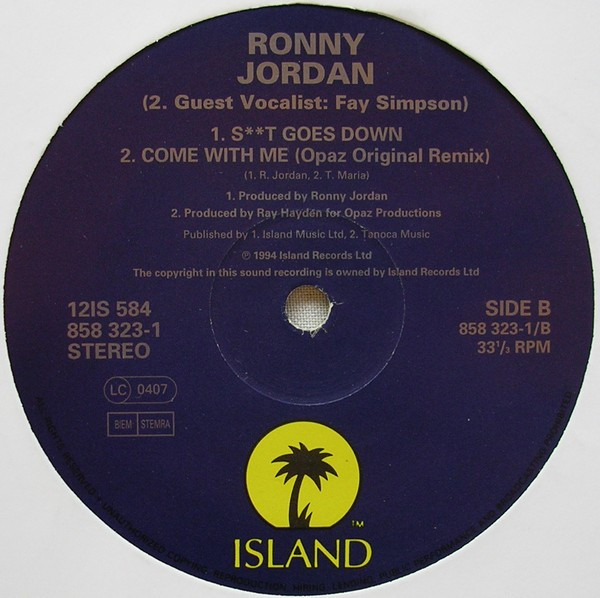 Ronny Jordan - Come With Me | Island Records (12 IS 584) - 4