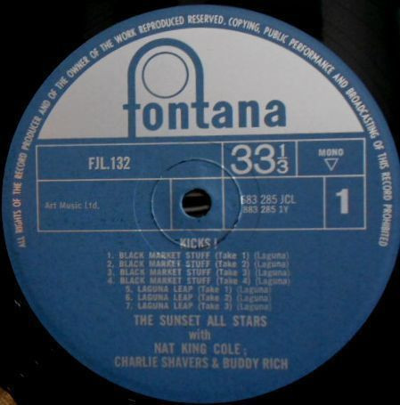 The Sunset All Stars With Nat King Cole , Charlie Shavers & Buddy Rich - Kicks! | Fontana (FJL 132) - 3 The Sunset All Stars With Nat King Cole , Charlie Shavers & Buddy Rich - Kicks! | Fontana (FJL 132) - 3