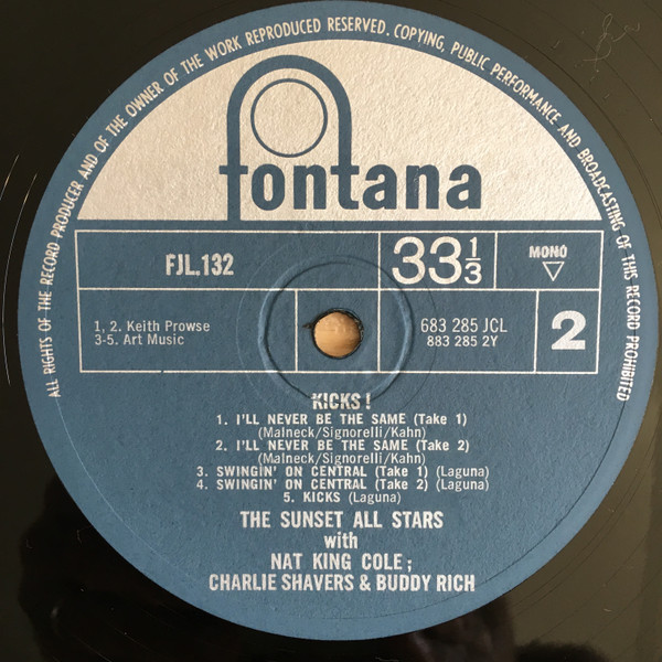 The Sunset All Stars With Nat King Cole , Charlie Shavers & Buddy Rich - Kicks! | Fontana (FJL 132) - 4 The Sunset All Stars With Nat King Cole , Charlie Shavers & Buddy Rich - Kicks! | Fontana (FJL 132) - 4