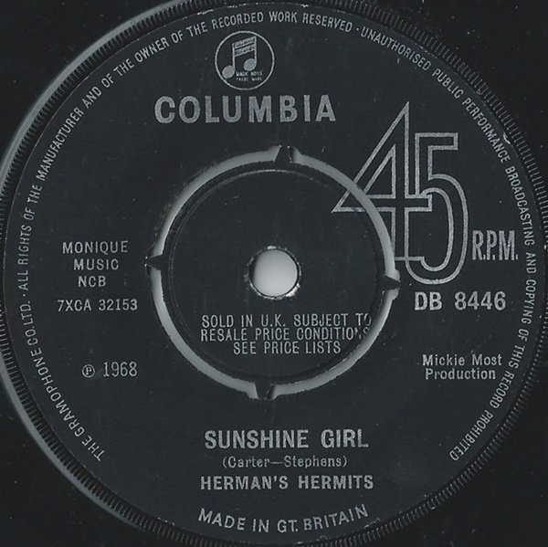 Herman's Hermits - Sunshine Girl | Columbia (DB 8446) Herman's Hermits - Sunshine Girl | Columbia (DB 8446)