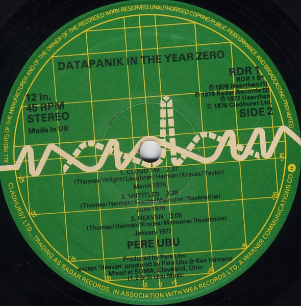 Pere Ubu - Datapanik In The Year Zero | Radar Records (RDR 1) - 4 Pere Ubu - Datapanik In The Year Zero | Radar Records (RDR 1) - 4