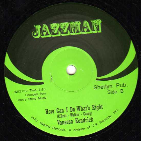 Vanessa Kendrick - 90% Of Me Is You / How Can I Do What's Right | Jazzman (JM12.010) - 2