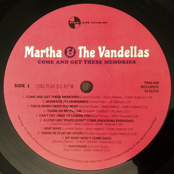 Martha Reeves & The Vandellas - Come And Get These Memories | Pan Am Records (9152318) - 4