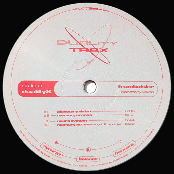 Framboisier - Planetary Vision EP | Duality Trax (DUALITY8) Framboisier - Planetary Vision EP | Duality Trax (DUALITY8)