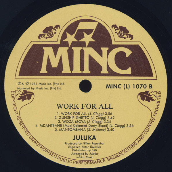 Juluka - Work For All | MINC (MINC (L) 1070) - 4