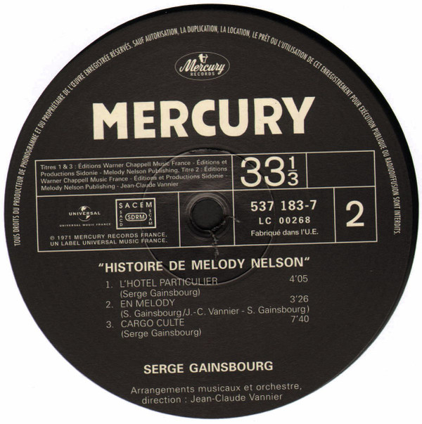 Serge Gainsbourg - Histoire De Melody Nelson | Mercury (537 183-7) - 4