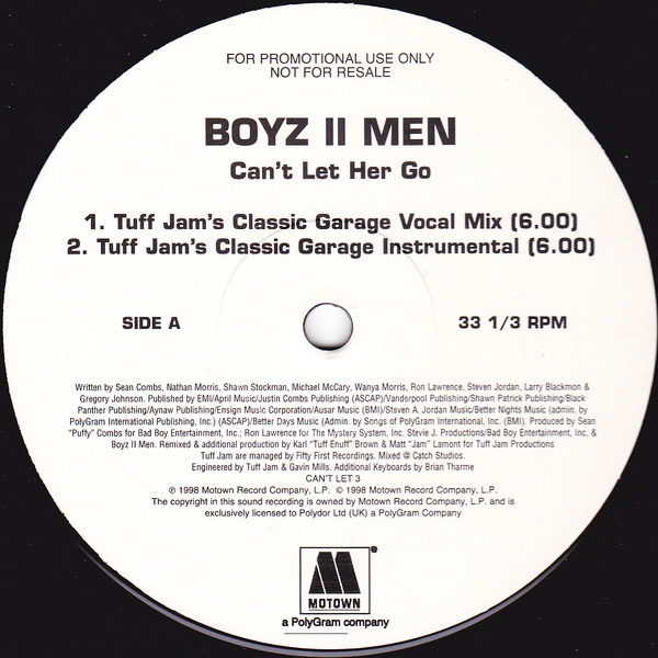 Boyz II Men - Can't Let Her Go (Tuff Jam Remixes) | Motown (CAN'T LET 3) - main