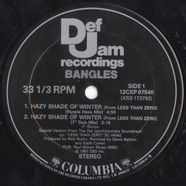 Bangles - Hazy Shade Of Winter | Def Jam Recordings (12CXP 07540) - 3 Bangles - Hazy Shade Of Winter | Def Jam Recordings (12CXP 07540) - 3