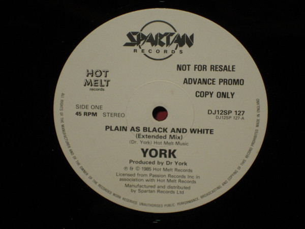 Dr. York - Plain As Black And White | Spartan Records (DJ12SP 127) - main Dr. York - Plain As Black And White | Spartan Records (DJ12SP 127) - main