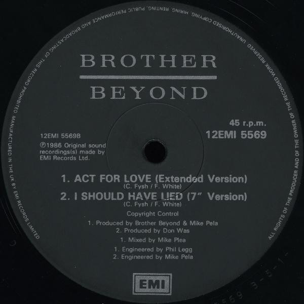 Brother Beyond - I Should Have Lied (Longer) | EMI (12 EMI 5569)