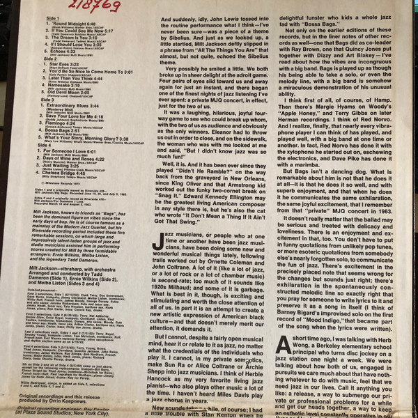 Milt Jackson - Big Band Bags | Milestone (47006) - 3 Milt Jackson - Big Band Bags | Milestone (47006) - 3