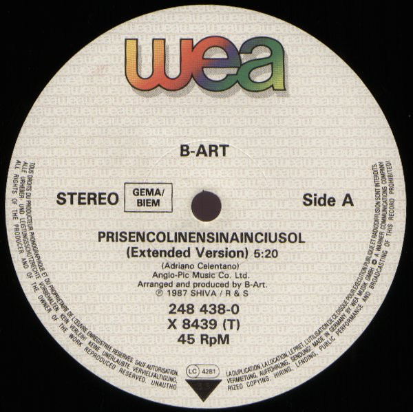 B-Art - Prisencolinensinainciusol (Alright ) | WEA (248 438-0) - 3