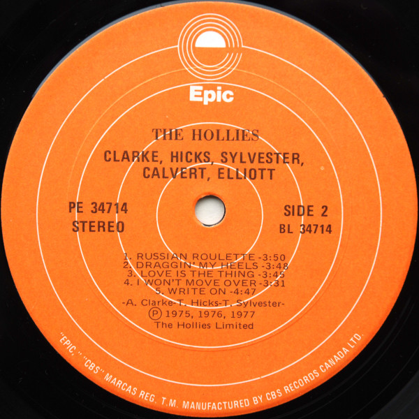 The Hollies - Clarke, Hicks, Sylvester, Calvert, Elliott [Vinyl] | Epic (PE 34714) - 4