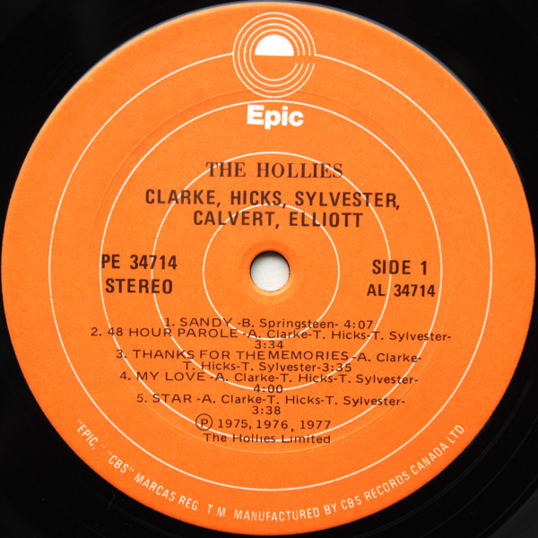 The Hollies - Clarke, Hicks, Sylvester, Calvert, Elliott [Vinyl] | Epic (PE 34714) - 3