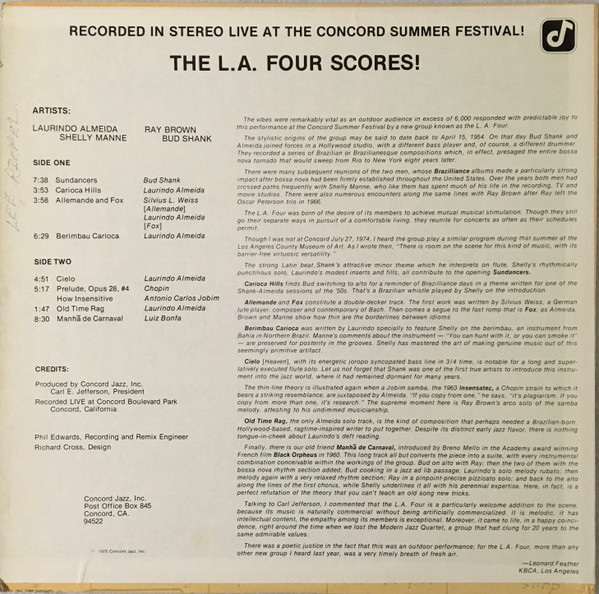 LA4 - The L.A. Four Scores! | Concord Jazz (CJ-8) LA4 - The L.A. Four Scores! | Concord Jazz (CJ-8)