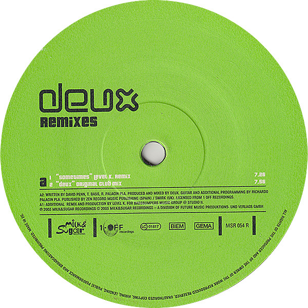 Deux - Deux (Remixes) | Milk & Sugar Recordings (MSR 054 R)