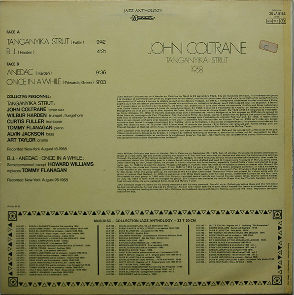 John Coltrane - Tanganyika Strut - 1958 | Musidisc (30 JA 5163) - 2
