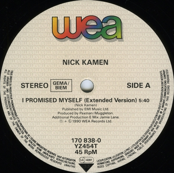 Nick Kamen - I Promised Myself (Independiente Mix) | WEA (170 838-0) Nick Kamen - I Promised Myself (Independiente Mix) | WEA (170 838-0)