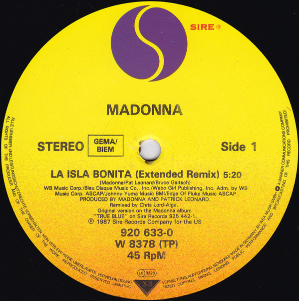 Madonna - La Isla Bonita | Sire (920 633-0) - 3